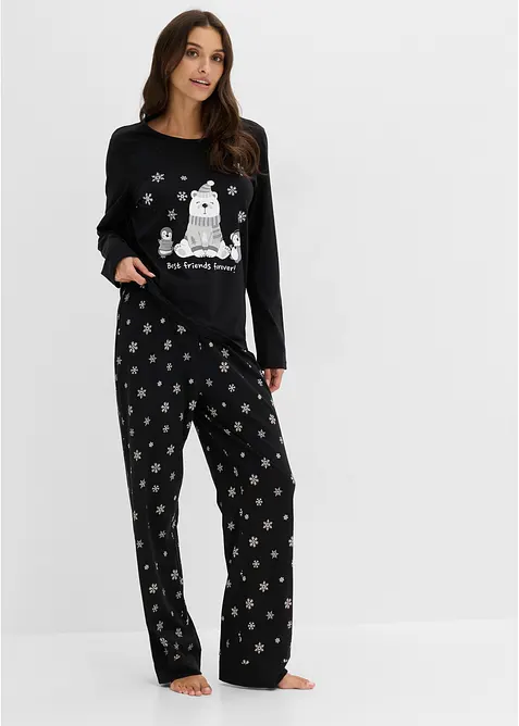 Pyjamas i 100% bomull med sovemaske, bonprix