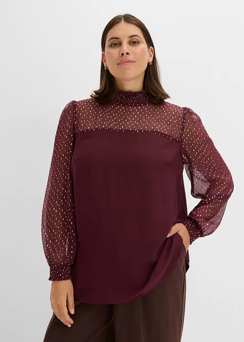 Bluse med vaflet innfelling, bonprix