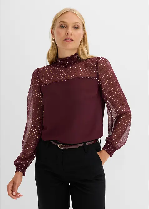 Bluse med vaflet innfelling, bonprix