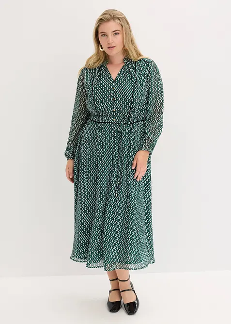 Chiffonkjole med kontrastpiping, bonprix