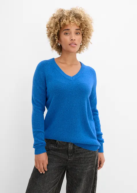 Strikket genser med V-hals, Oversized Fit, bonprix