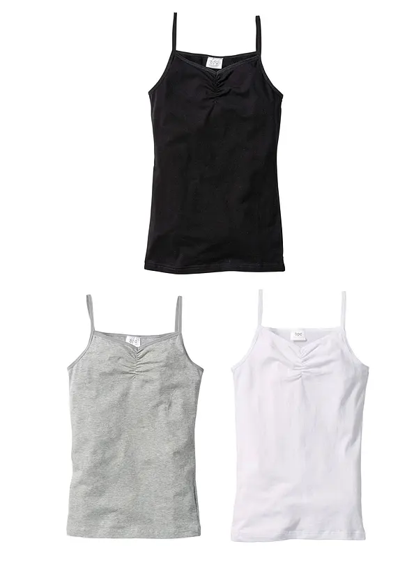 Singlet med myk, økologisk bomull (3-pack), bonprix