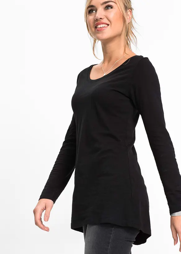 Langermet topp i 100% bomull, bonprix