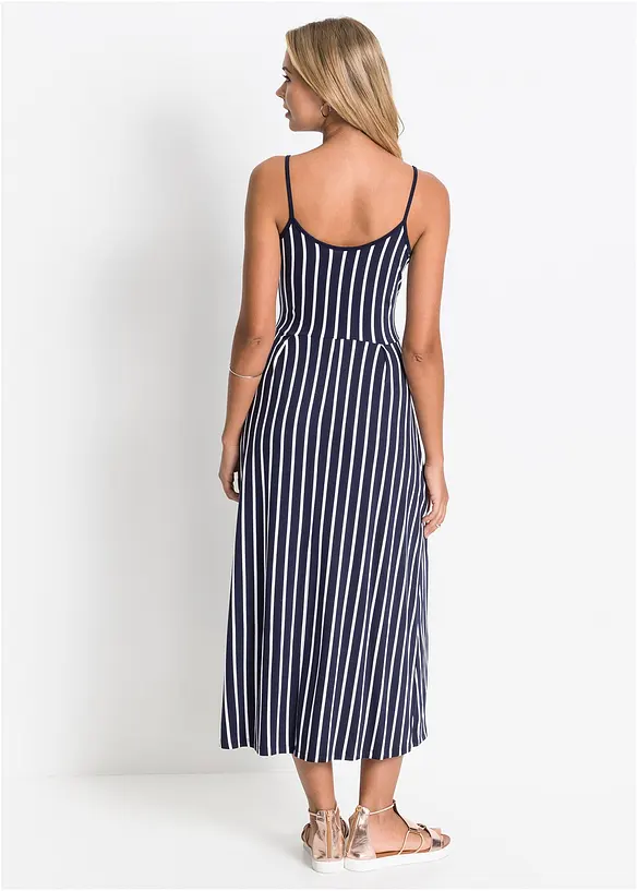 Sommerlig jerseykjole med knappestolpe og striper, bonprix