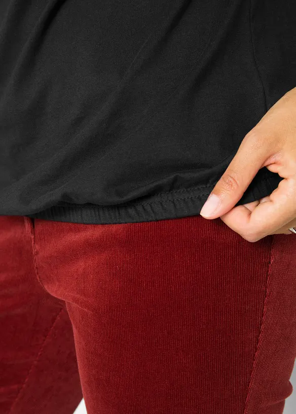 Langermet topp i 100% bomull med strikk, bonprix