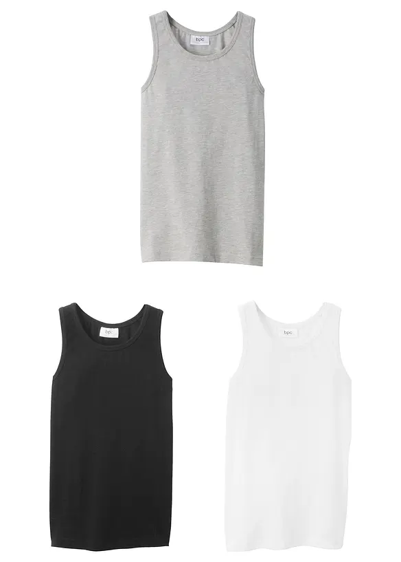 Singlet med myk bomull (3-pack), bonprix