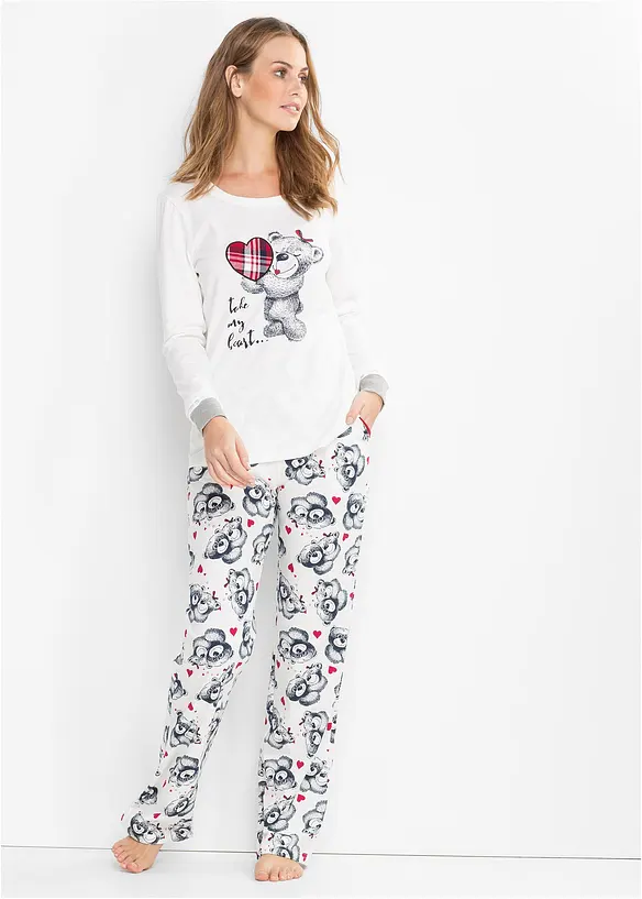 Pyjamas med flanellapplikasjon, bonprix