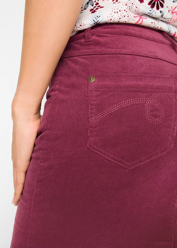 Cord-skjørt med stretch, bonprix