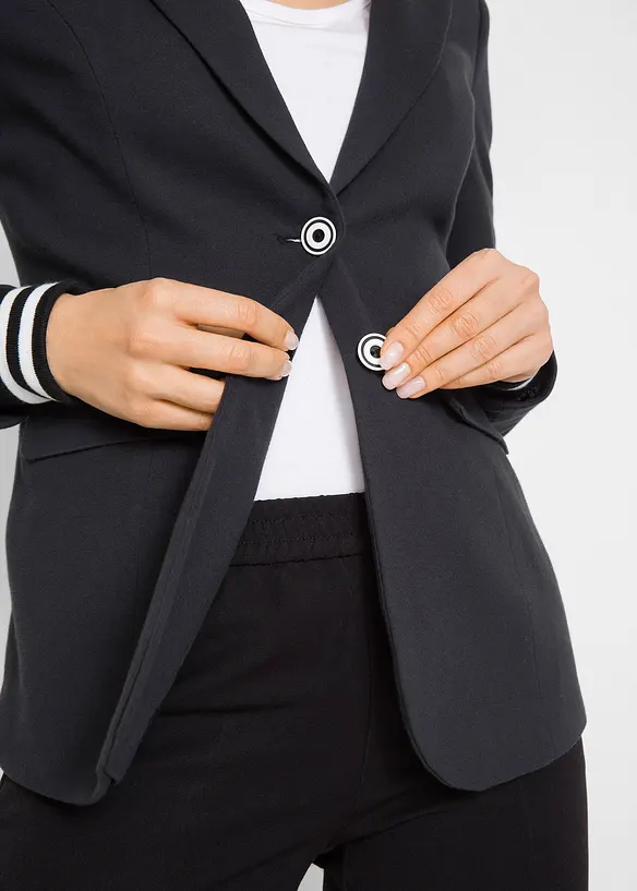 Blazer i bomull med stripete detaljer, bonprix
