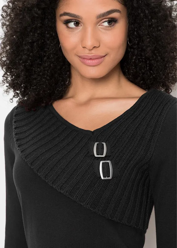 Finstrikket genser i bomullsmiks, bonprix