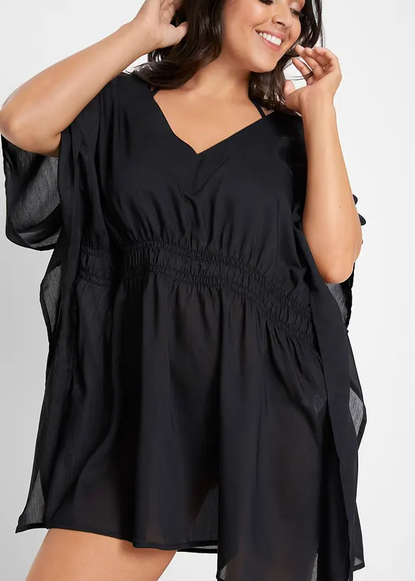 Transparent strandtunika med V-hals, bonprix