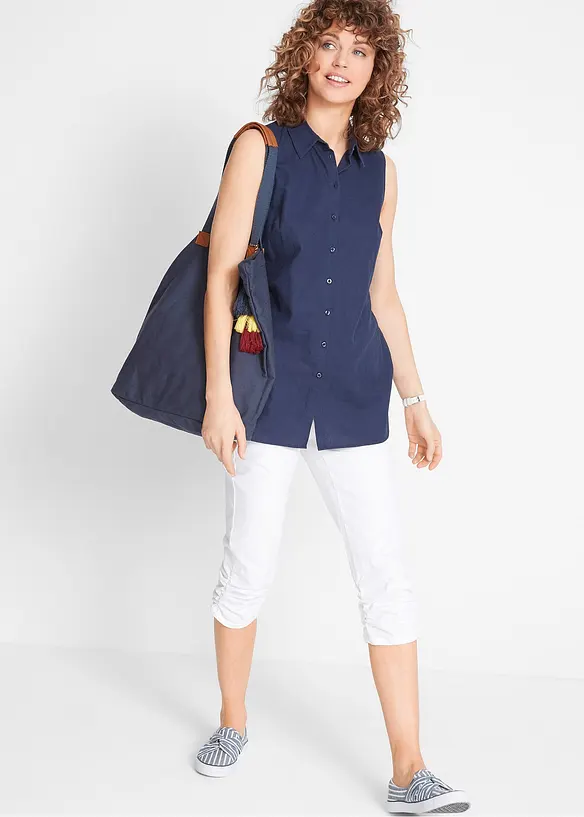 Capri-bukse i bomullsmiks med komfortlinning, bonprix