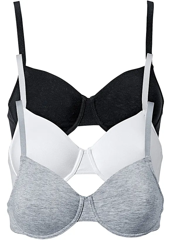 T-skjorte BH med spiler og økologisk bomull (3-pack), bonprix