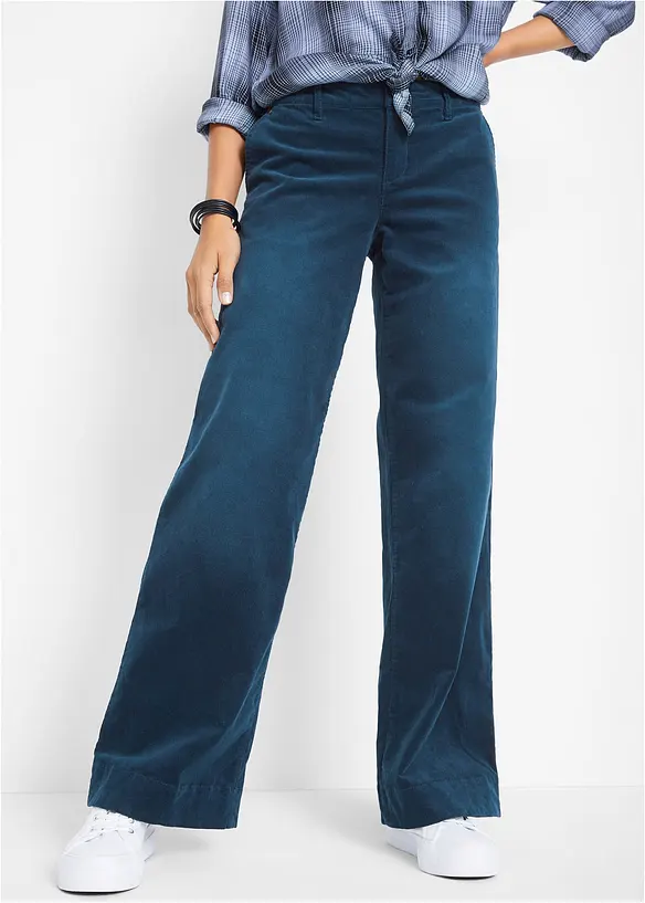 Kordfløyelsbukse med stretch, Wide, bonprix
