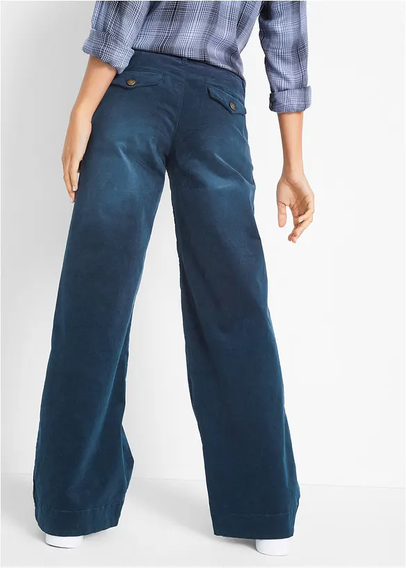 Kordfløyelsbukse med stretch, Wide, bonprix