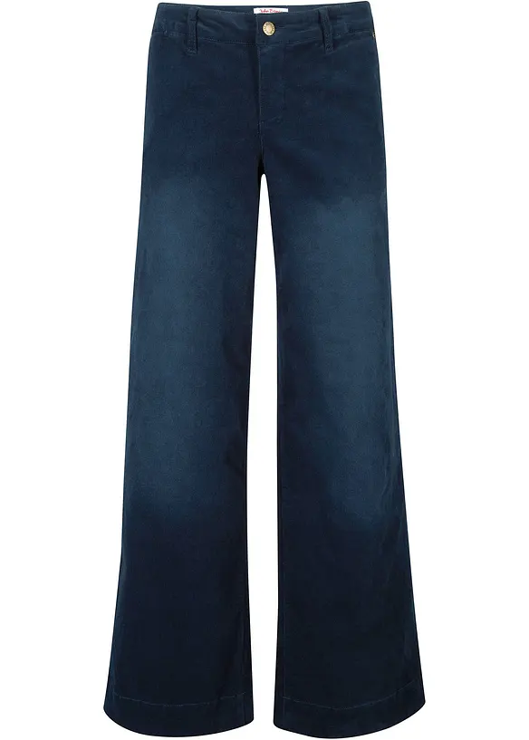 Kordfløyelsbukse med stretch, Wide, bonprix