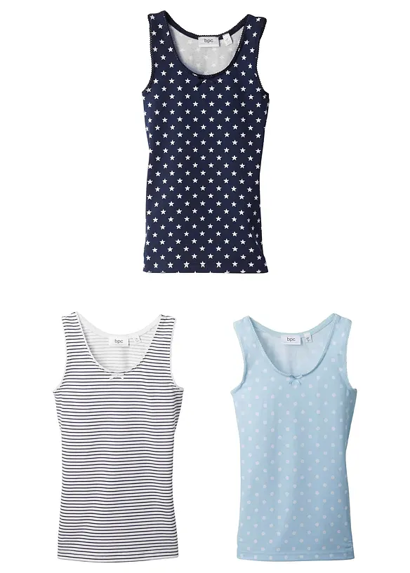 Singlet med myk bomull (3-pack), bonprix