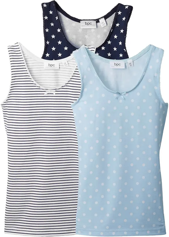 Singlet med myk bomull (3-pack), bonprix
