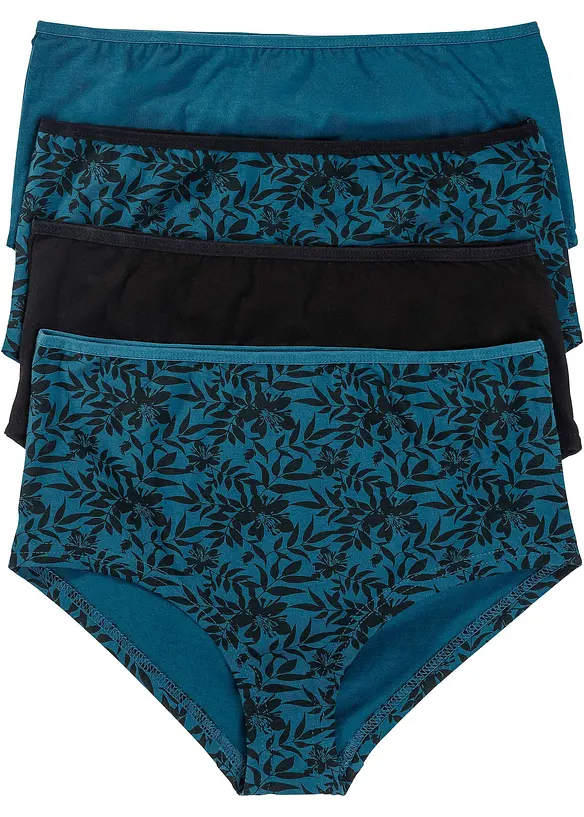 Høy truse med økologisk bomull (4-pack), bonprix