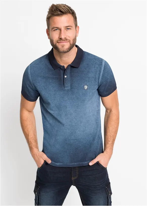 Piké-poloskjorte i vasket look, bonprix