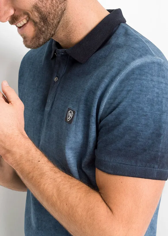 Piké-poloskjorte i vasket look, bonprix
