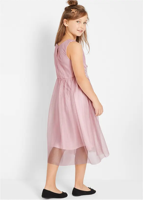 Midikjole med blondebesetning, bonprix
