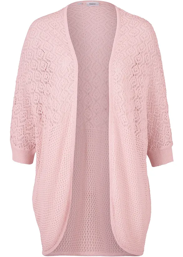 Lang cardigan med hullmønster, bonprix
