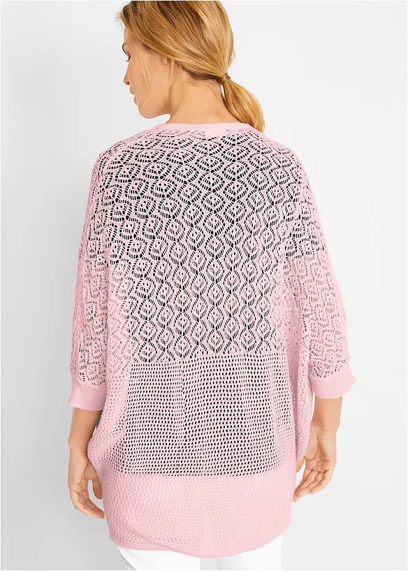 Lang cardigan med hullmønster, bonprix