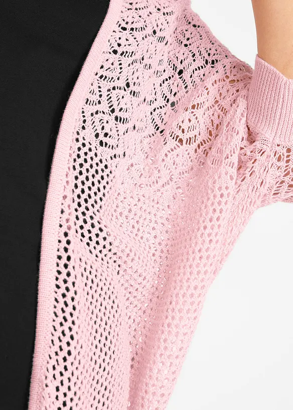 Lang cardigan med hullmønster, bonprix