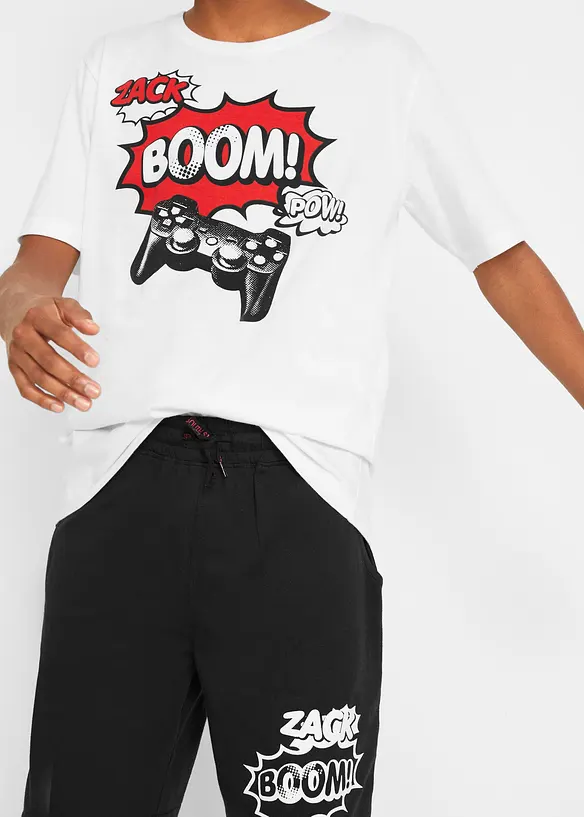 T-skjorte og jersey bermudashorts i 100% økologisk bomull (2-delt sett), bonprix