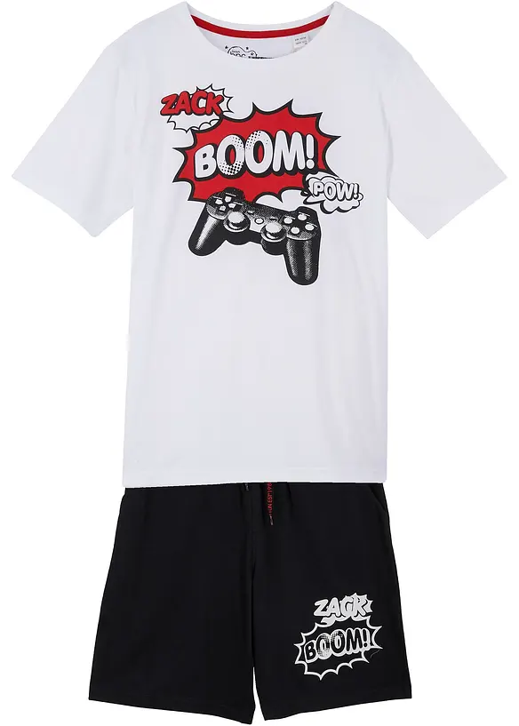 T-skjorte og jersey bermudashorts i 100% økologisk bomull (2-delt sett), bonprix