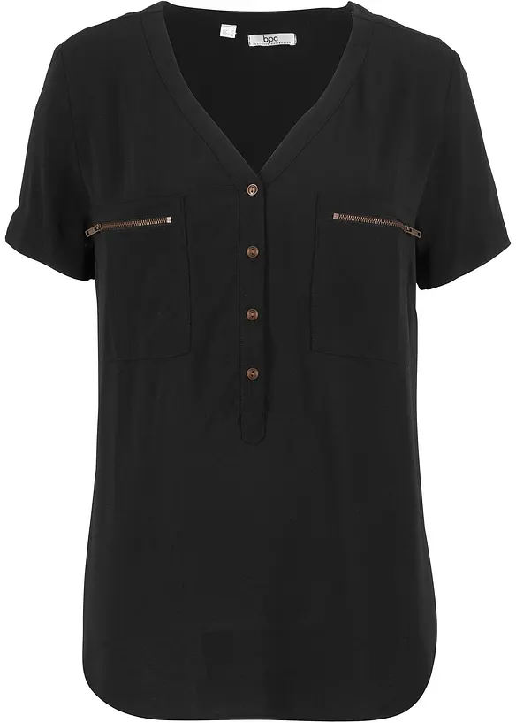 Bluse i viskose, kort arm, bonprix