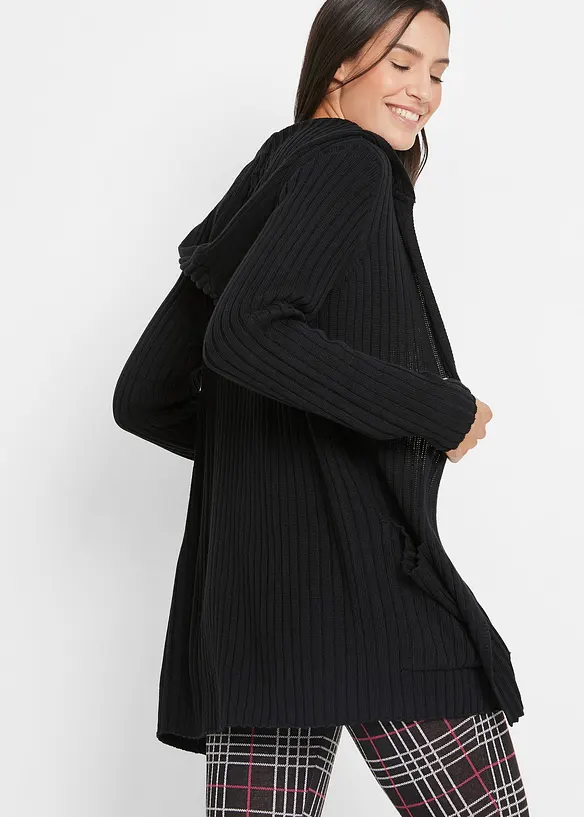 Strikkejakke med hette, bonprix