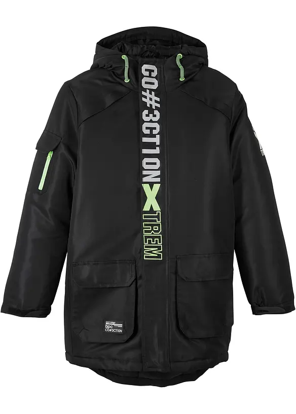 Vinterjakke med hette og sporty detaljer, bonprix
