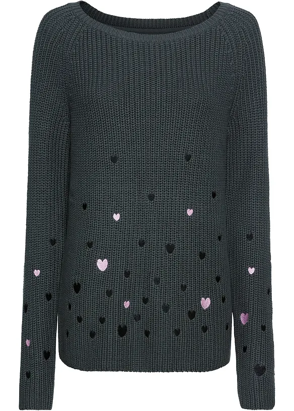 Genser med broderi, bonprix