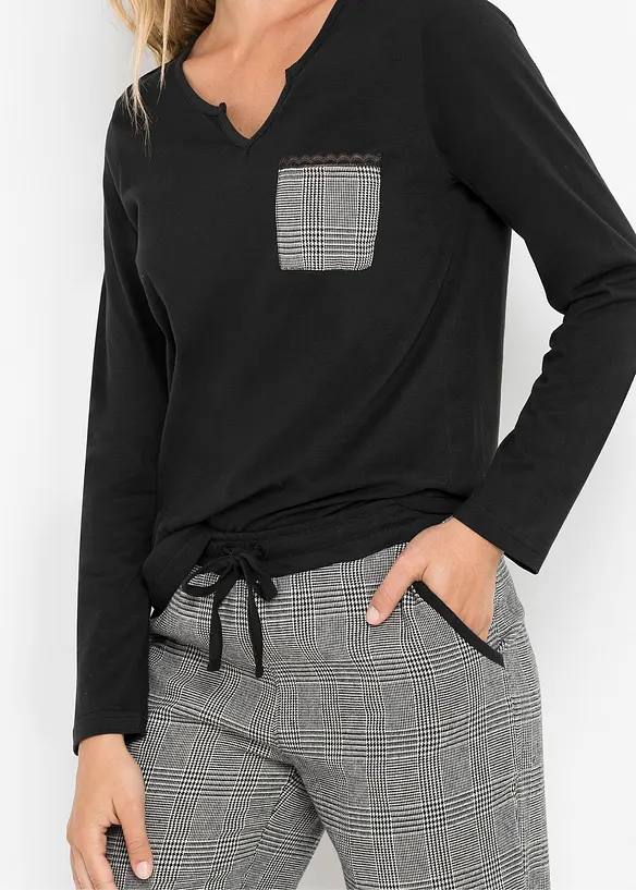 Pyjamas med flanellsbukse, bonprix