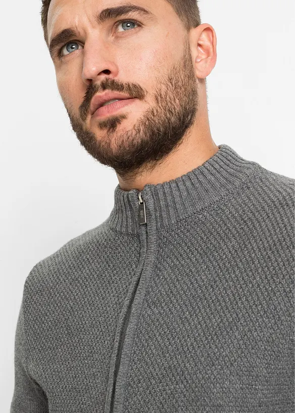 Finstrikket cardigan i 100% bomull, bonprix
