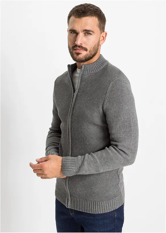 Finstrikket cardigan i 100% bomull, bonprix