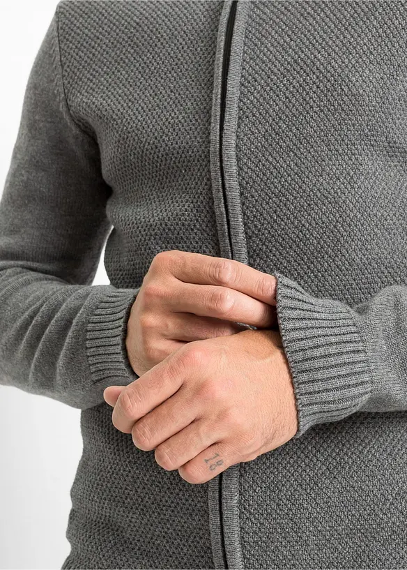 Finstrikket cardigan i 100% bomull, bonprix