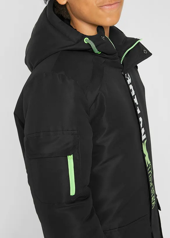 Vinterjakke med hette og sporty detaljer, bonprix