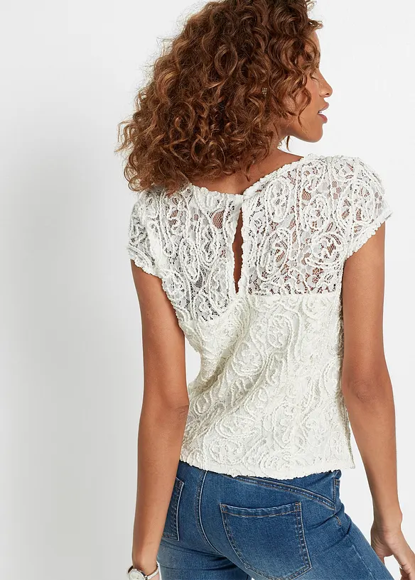 Bluse i blondemateriale, bonprix