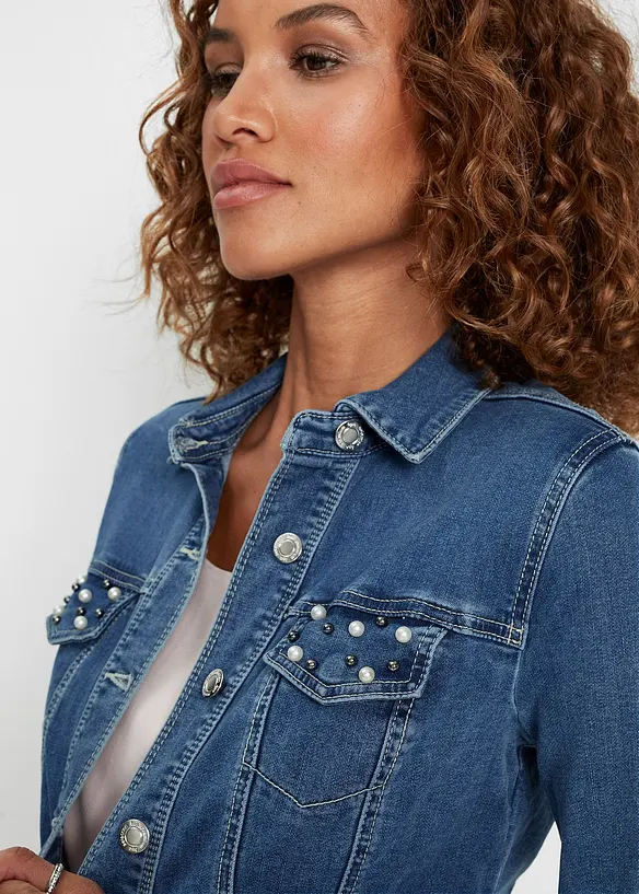 Jeans-bolero med perler, bonprix