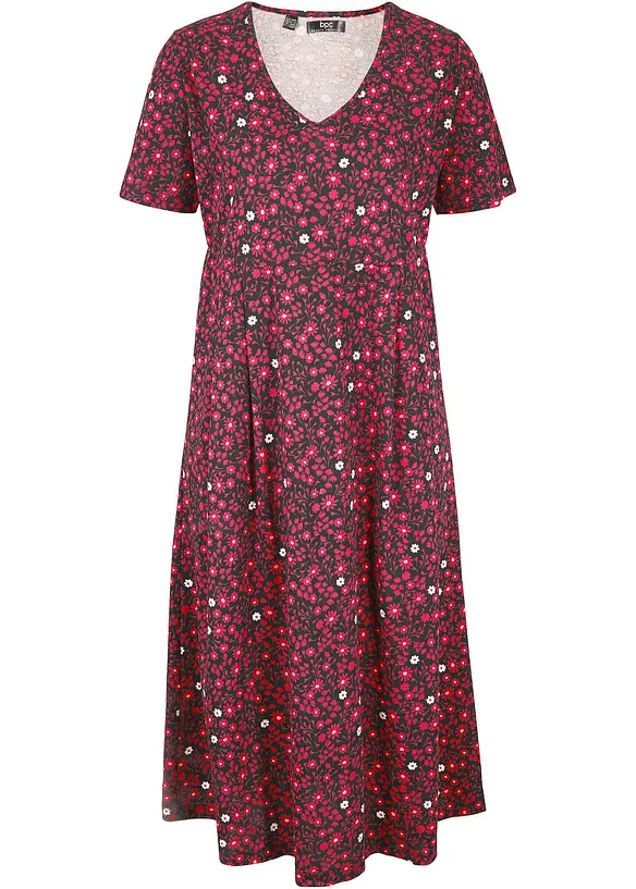 Trikotkjole i bomull, midi-lengde, bonprix