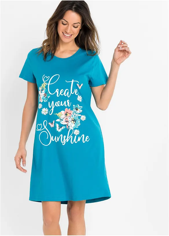 Kort nattkjole i 100% bomull (2-pack), bonprix