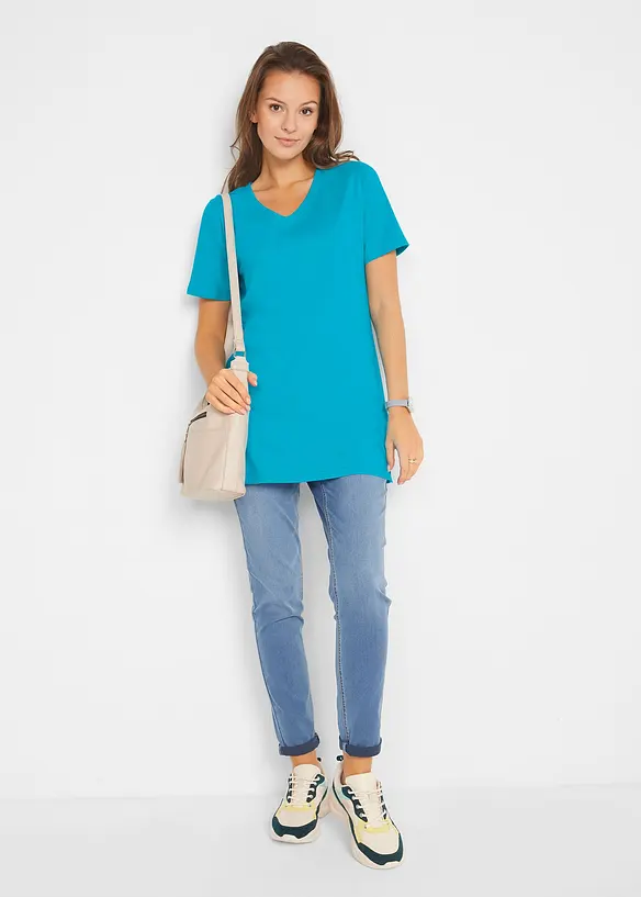 Lang topp med V-hals (2-pack), bonprix