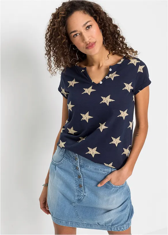 Topp med stjerneprint av 100% bomull, bonprix
