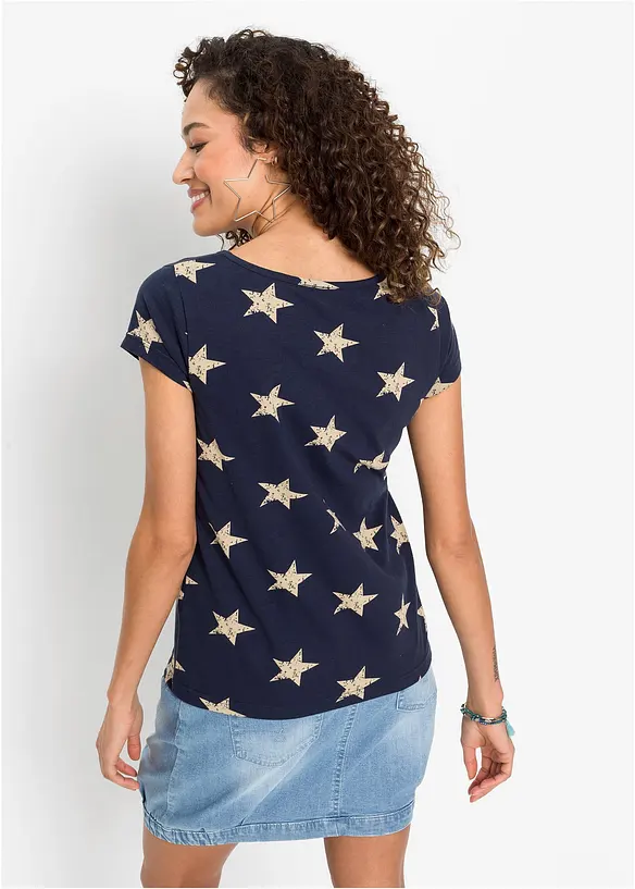 Topp med stjerneprint av 100% bomull, bonprix