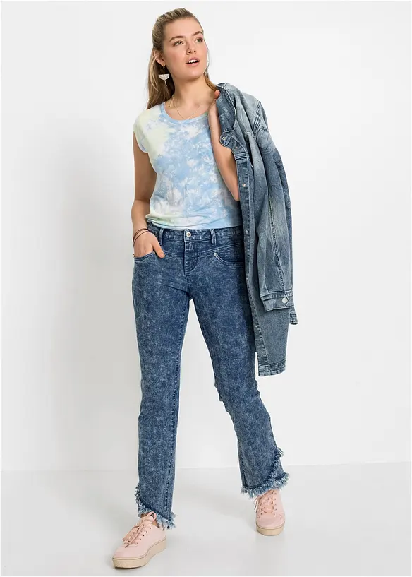 Denimjakke med hette, bonprix