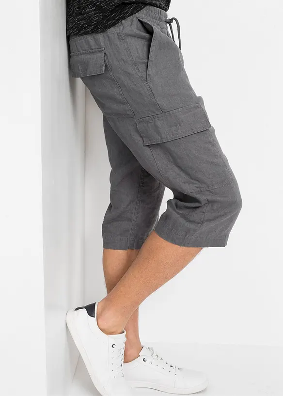 Regular Fit-cargo-bermudashorts med lin, bonprix