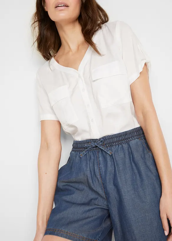 Lett denimshorts med lin, bonprix